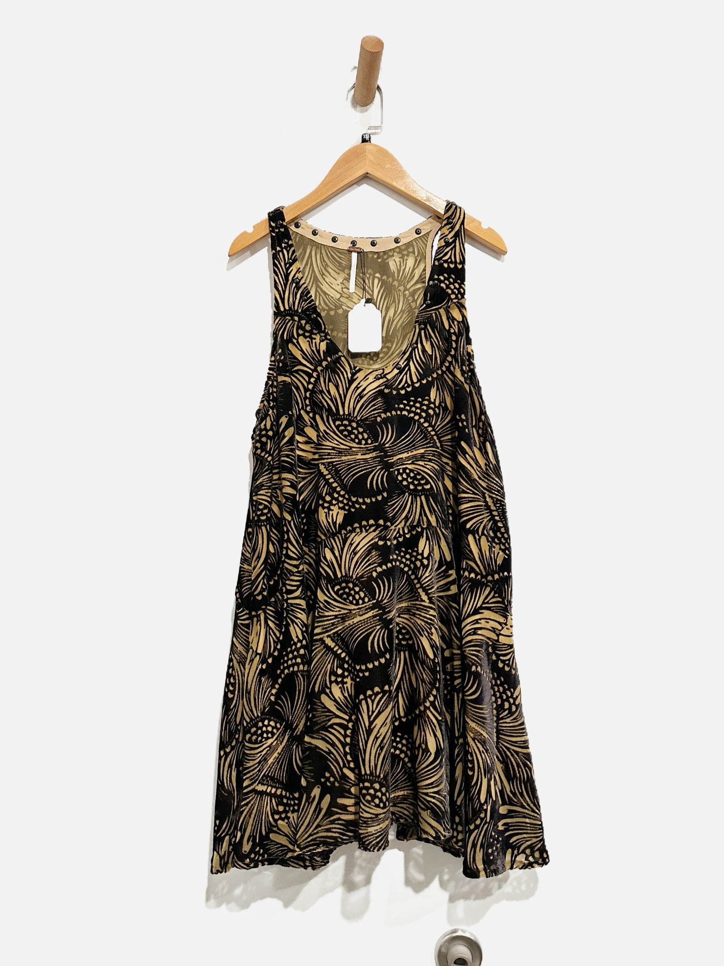 Free People Black Velvet Burnout Mini Dress - XS