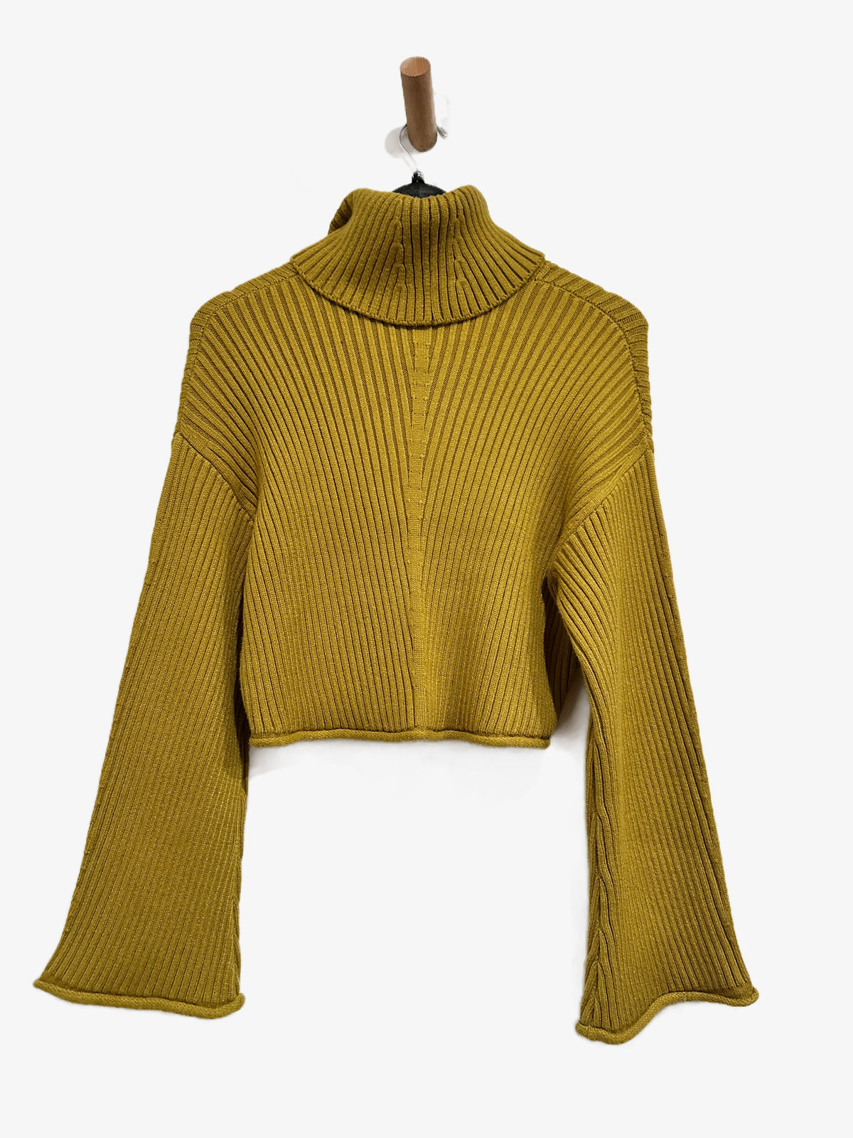 House of Harlow Chartreuse Ribbed Cropped Turtleneck - XS