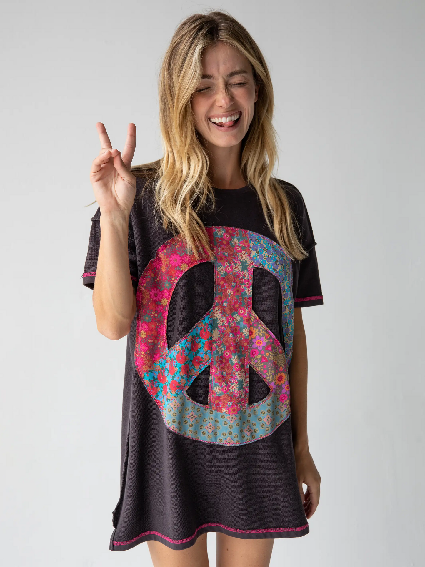 Natural Life Appliqué Mini Sweatshirt Dress - XL
