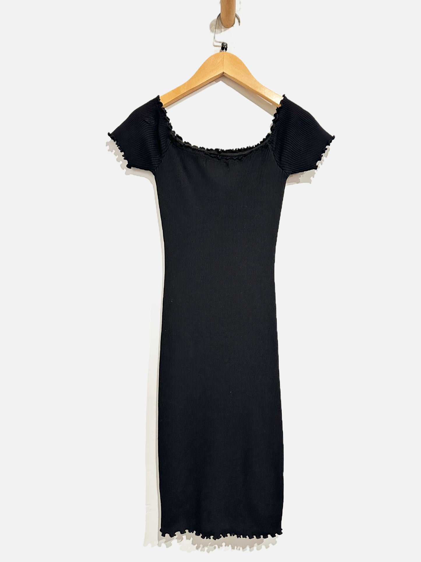 Lulus Growing Bolder Black Ribbed Off-the-Shoulder Bodycon Dress - Medium