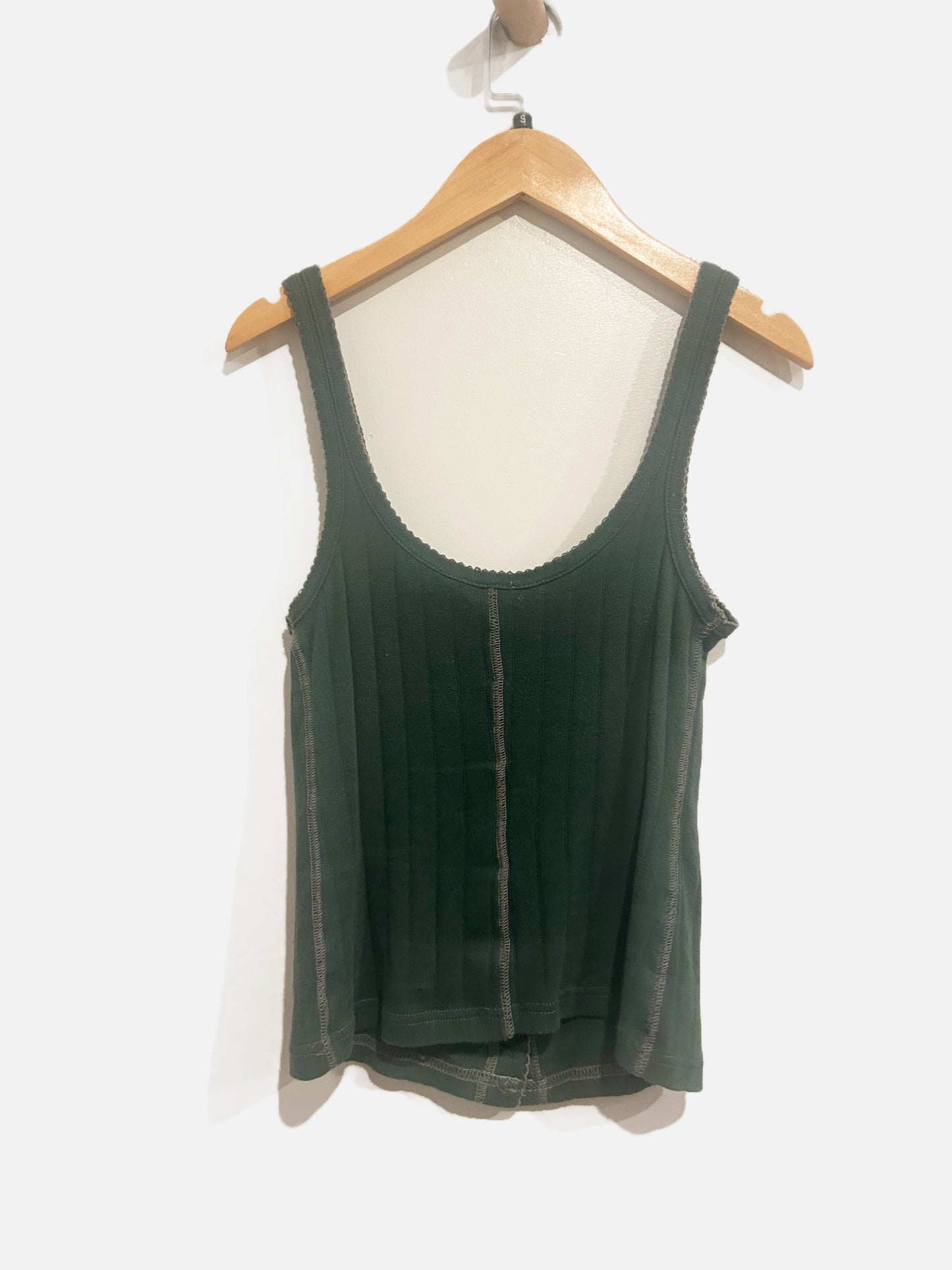 Free People End Game Pointelle Tank in Paradise Green - Small