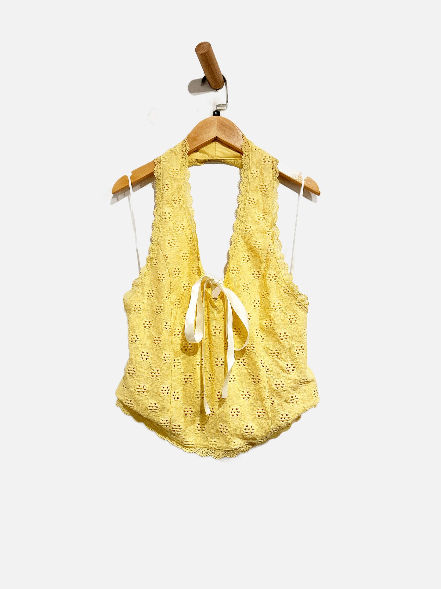 Kimchi Blue Yellow Eyelet Lace Halter Tank - XL