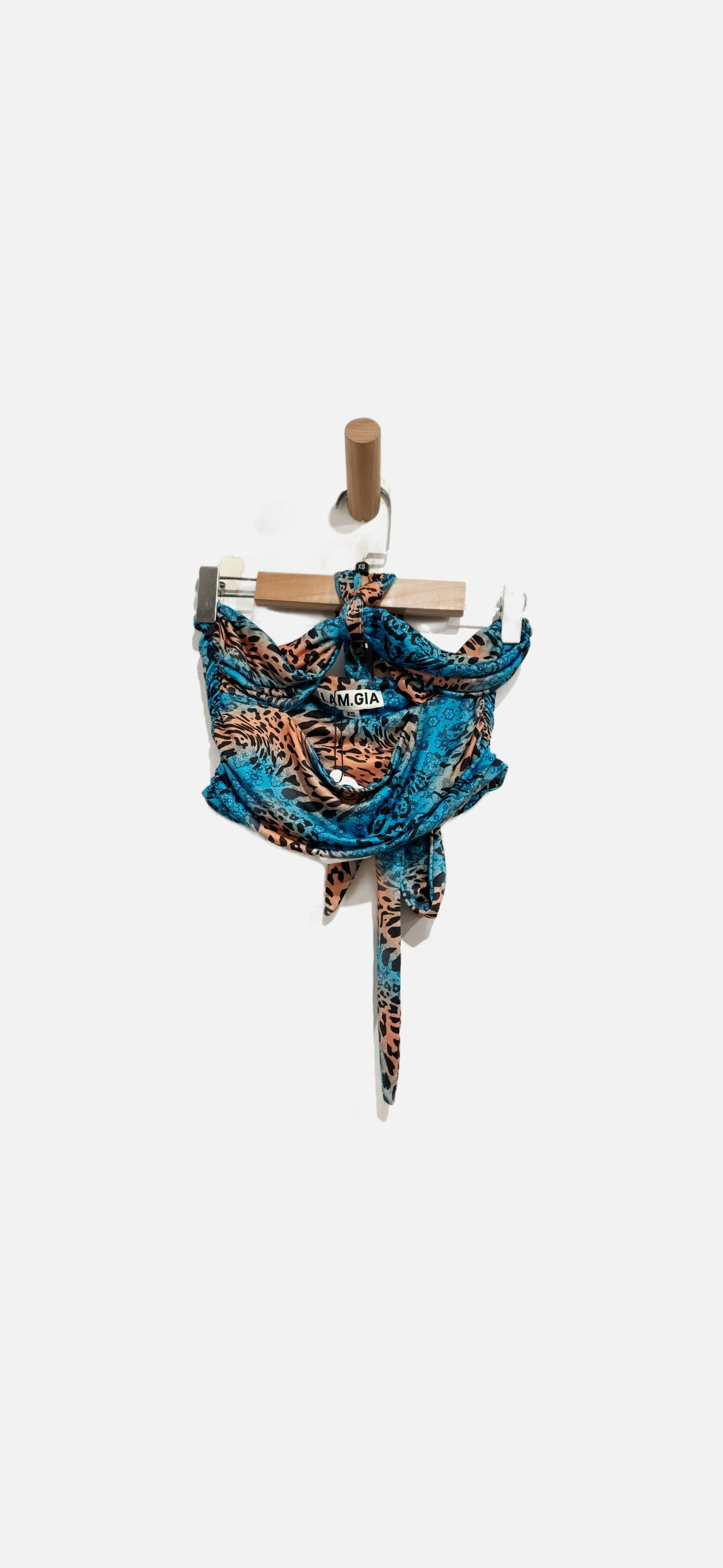 I Am Gia Blue Print Halter Tank - XS
