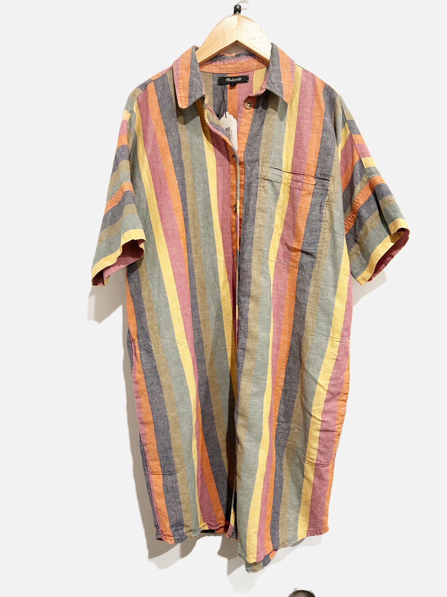 Madewell Rainbow Stripe Button Down Shirt Dress - Medium