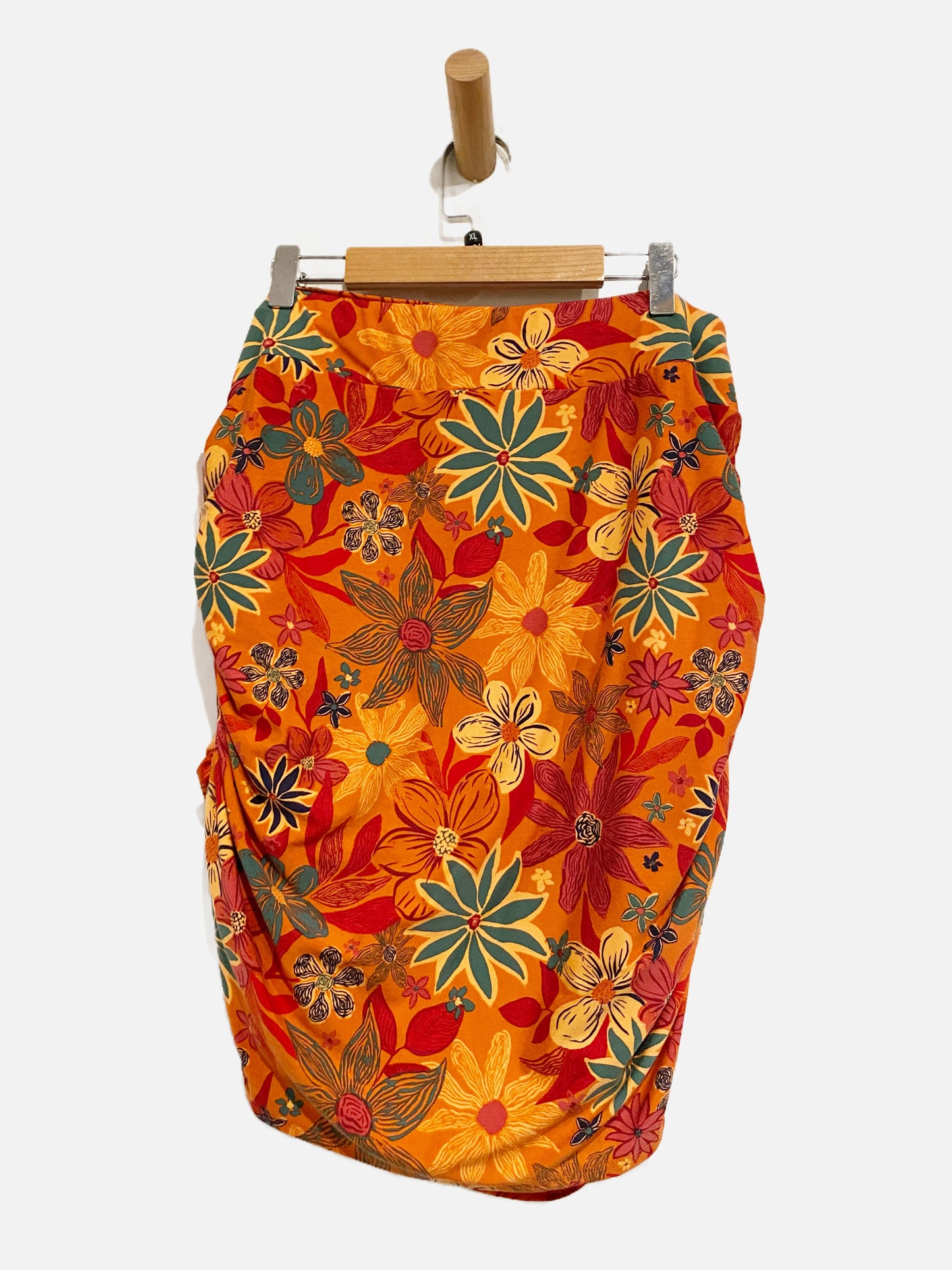 Free People She’s Something Else Orange Floral Knit Mini Skirt - XL