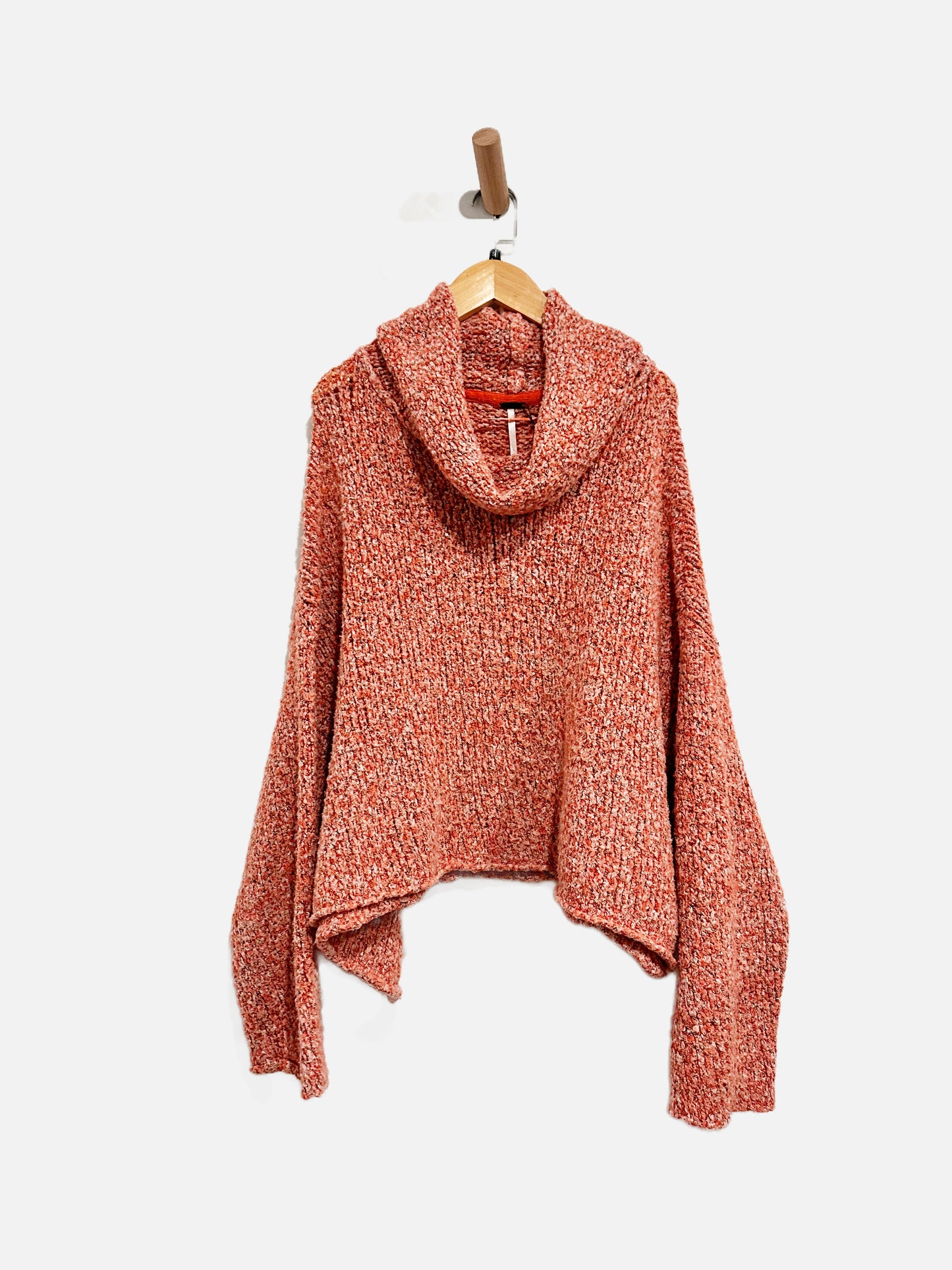 Free People BFF Pink Marled Turtleneck Sweater - Small