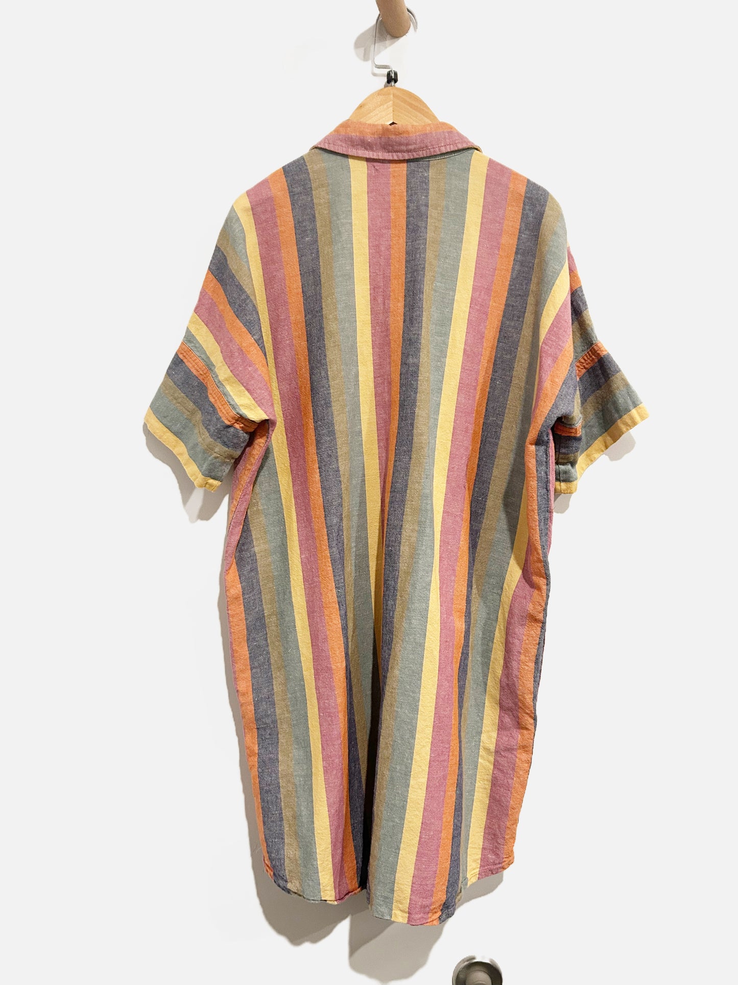 Madewell Rainbow Stripe Button Down Shirt Dress - Medium
