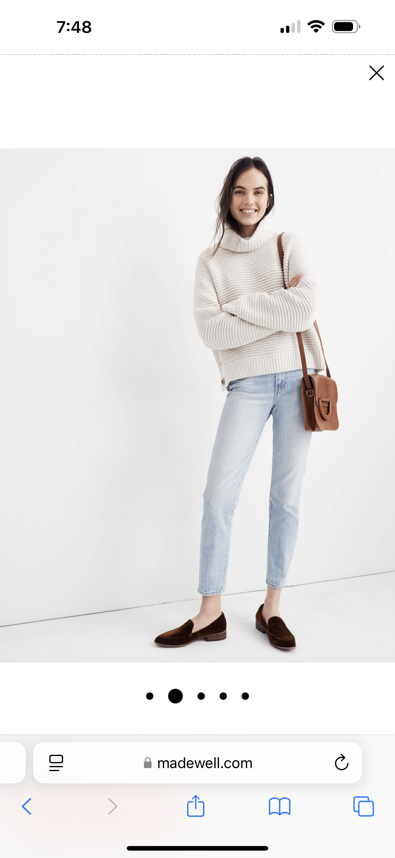 Madewell Cream Cable Knit Side Button Sweater - XXS