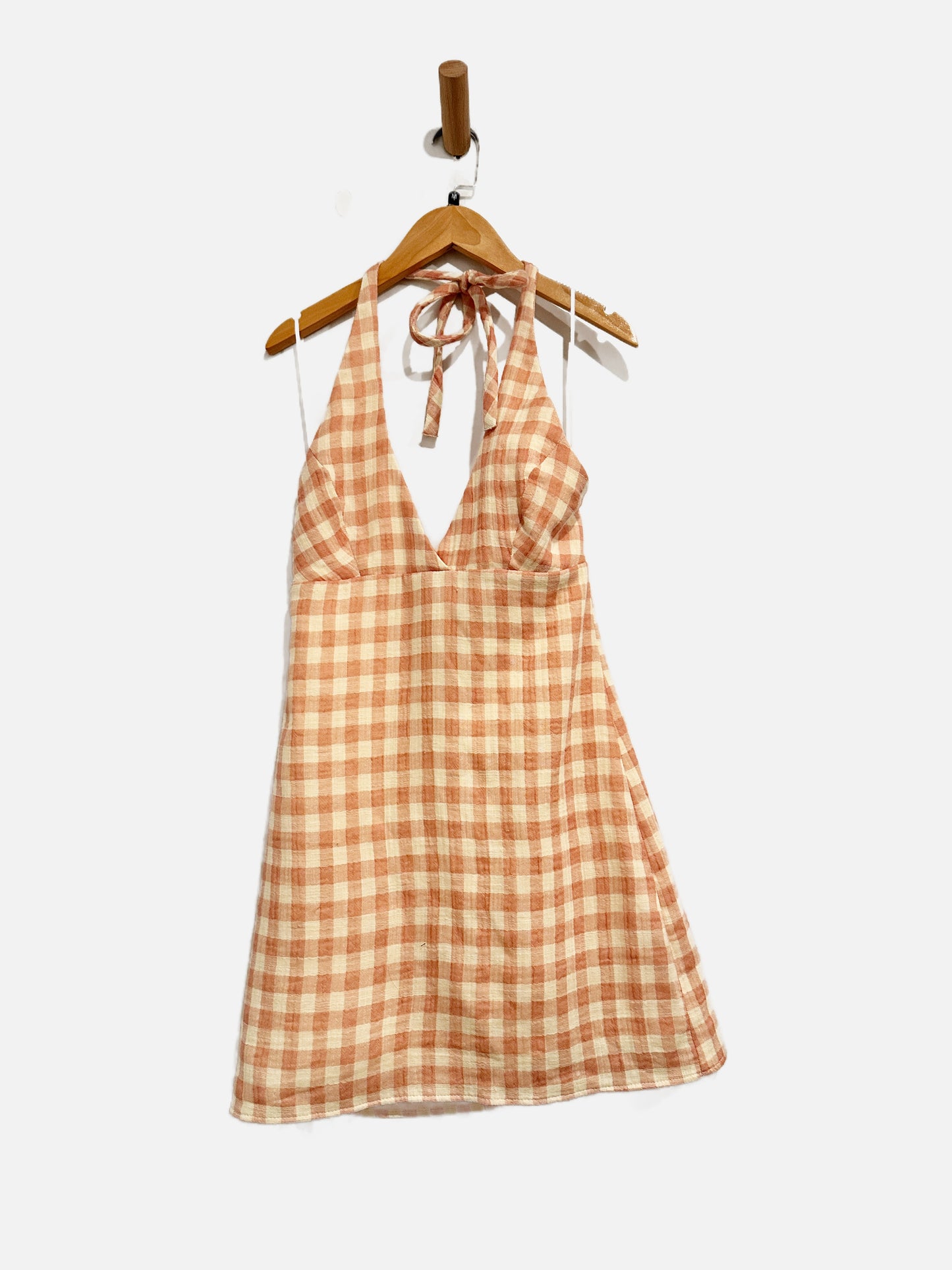 $$Zara Pink Plaid Halter Dress - Medium