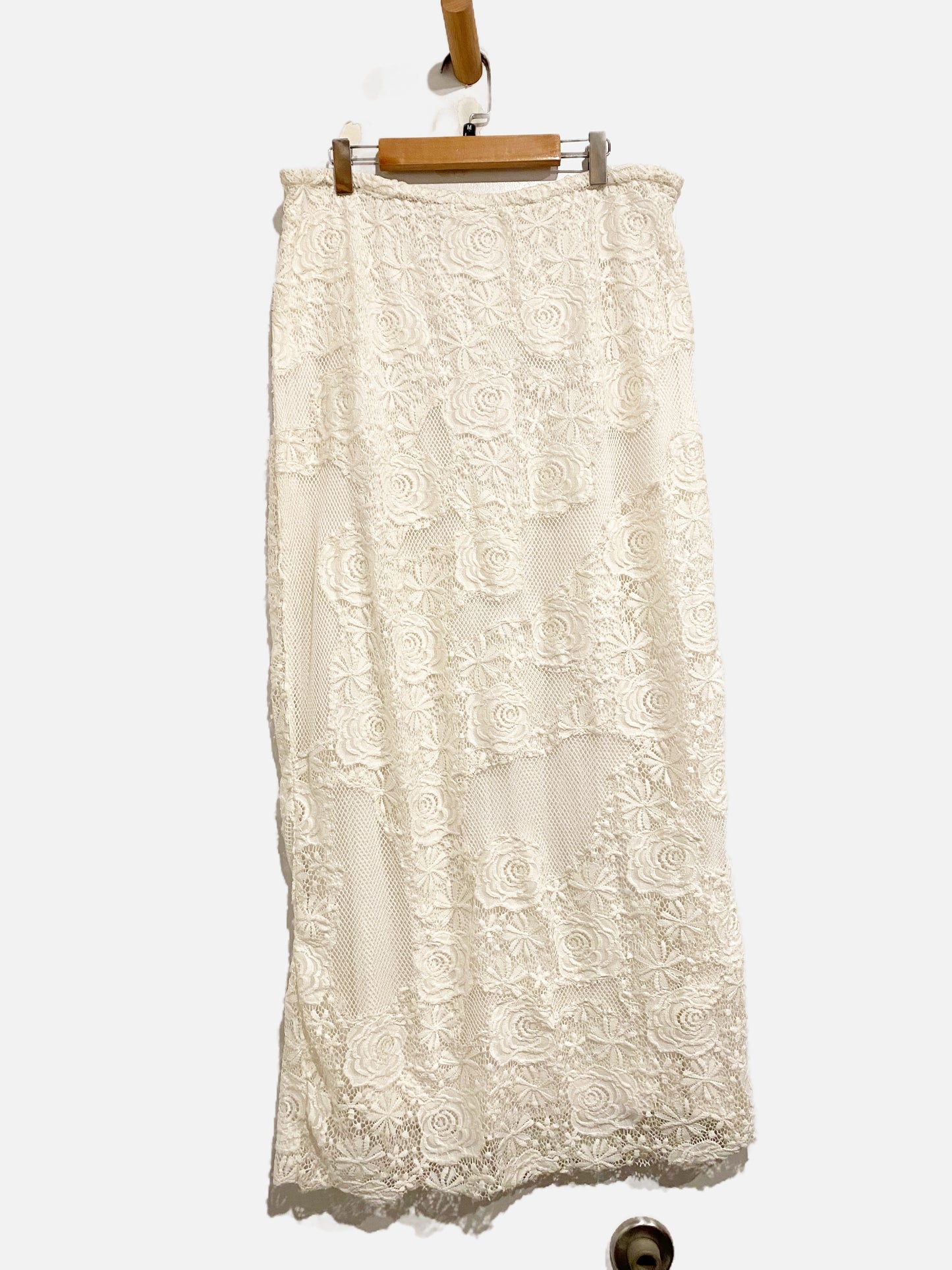 Free People White Lace Floral Maxi Skirt - Medium