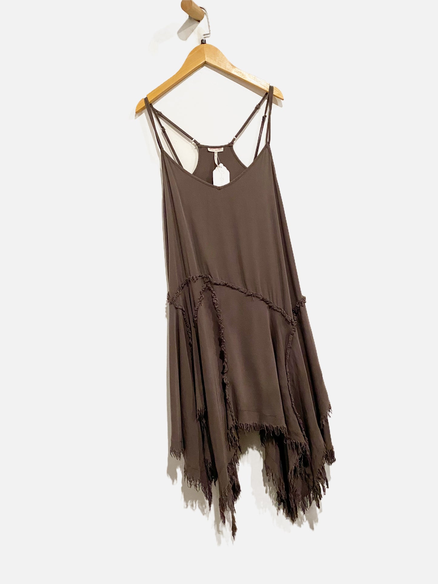 Free People Gray Pieced Fringe Mini Dress - Small