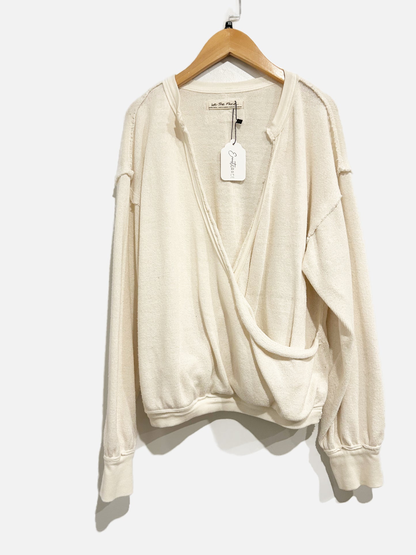 Free People Cream Wrap Sweater - XS