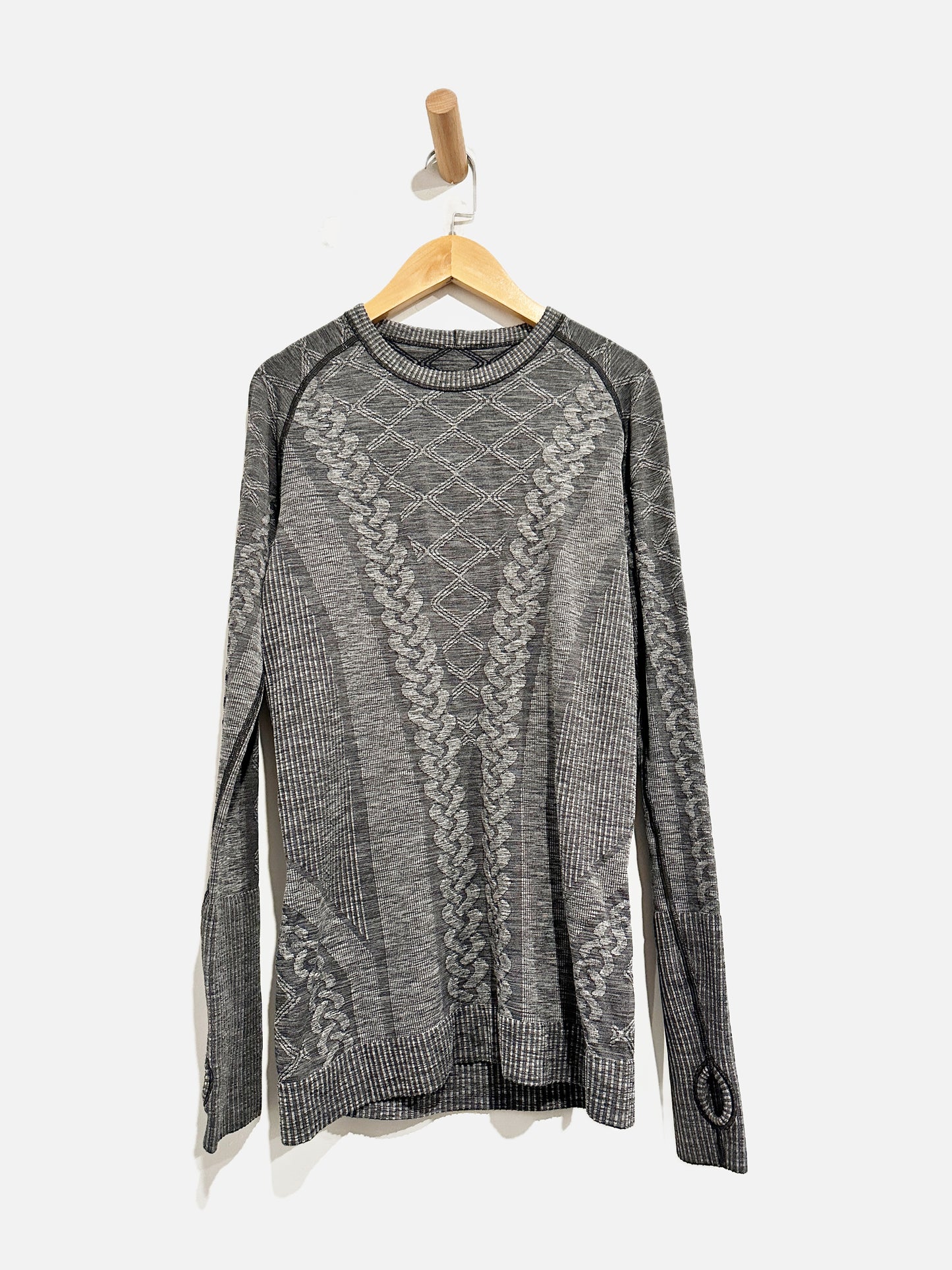 Lululemon Rest Less Gray Cable Knit Long Sleeve