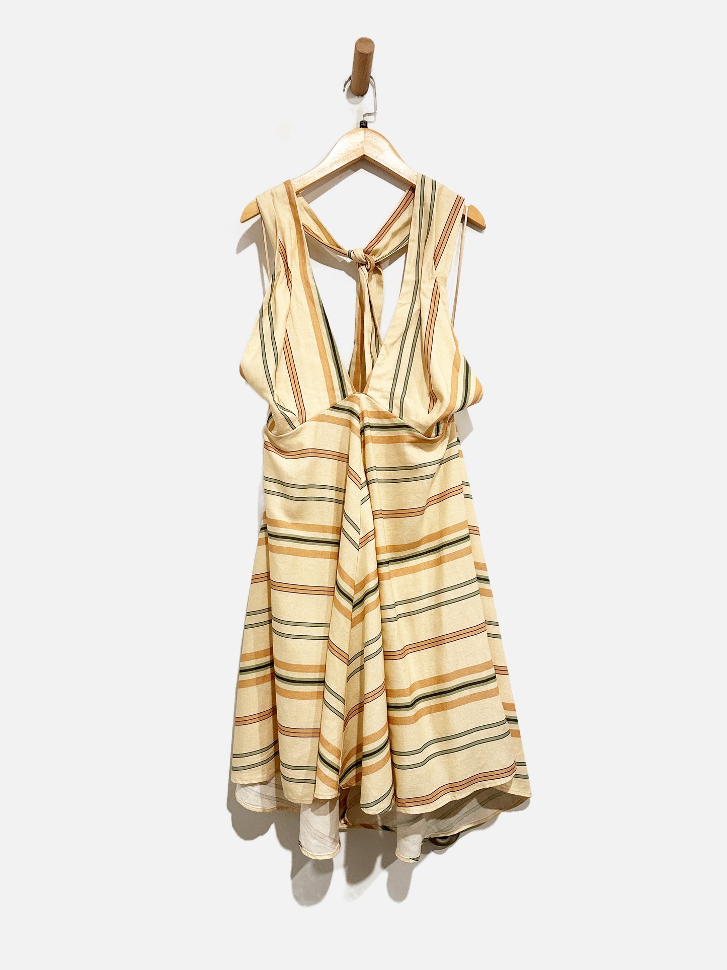 Zara Tan Linen Stripe Mini Dress - XL