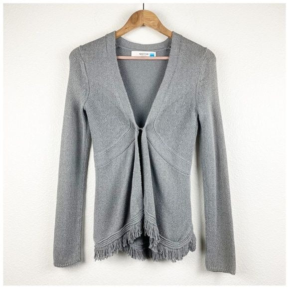 Anthropologie Sparrow Gray Fringe Cardigan Size Small