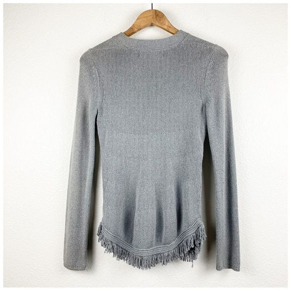 Anthropologie Sparrow Gray Fringe Cardigan Size Small
