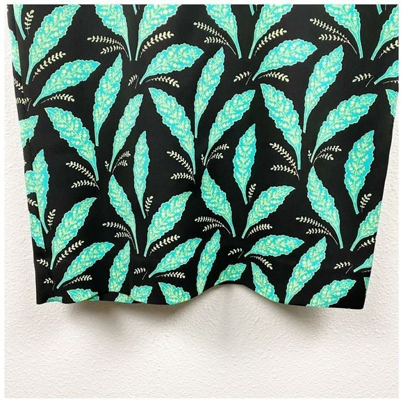 Diane Von Furstenberg Mason Black Leaf Print Short Sleeve Dress Size 8