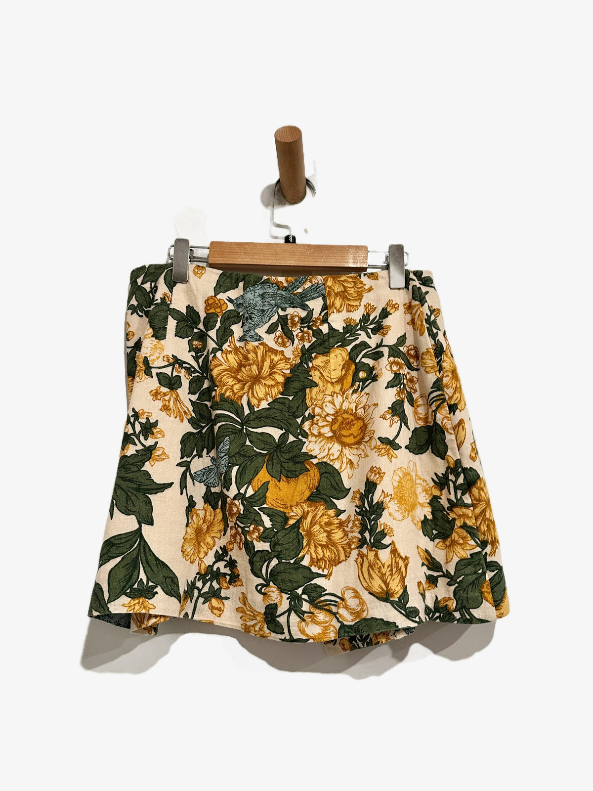 Abercrombie & Fitch Yellow Floral Linen Blend Skort - Small