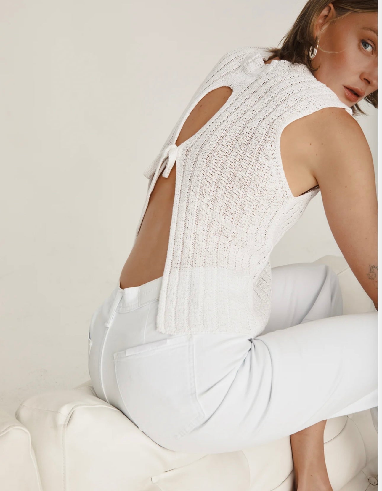 Pistola White Open Back Sweater Tank - XS