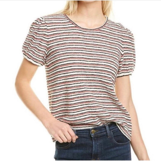 Madewell Red Stripe Puff Sleeve Short Sleeve - XS