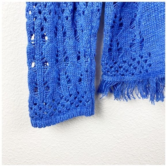 Chico’s Tiffany Fringe Cowl Neck Pullover in Gulfstream Blue Size XL/3