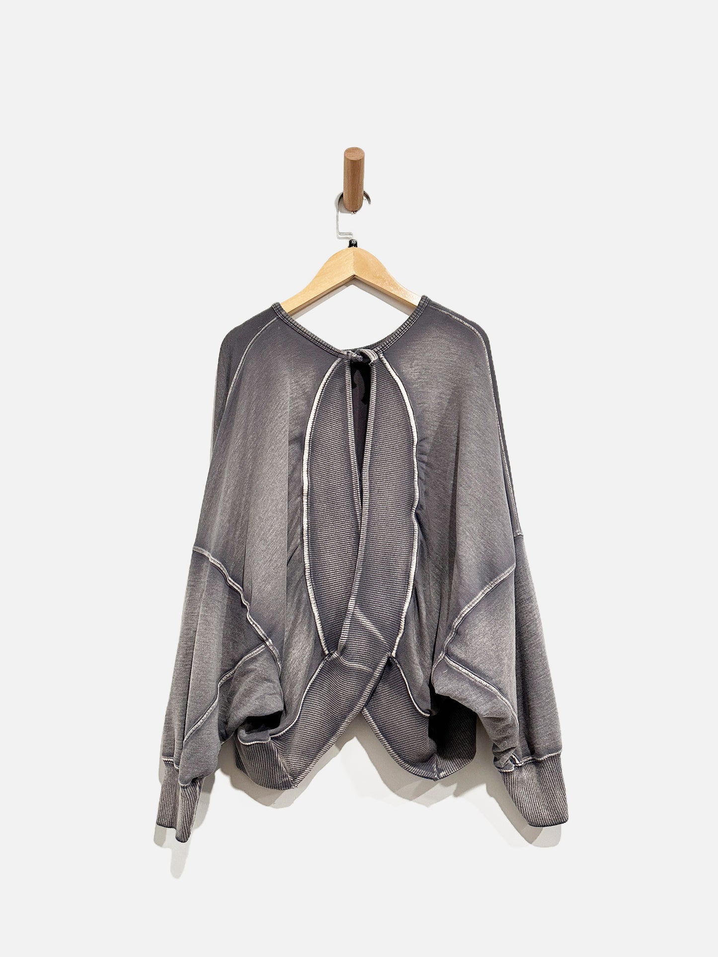 Free People Back it Up Gray Pullover Cut Out Sweatshirt -XS