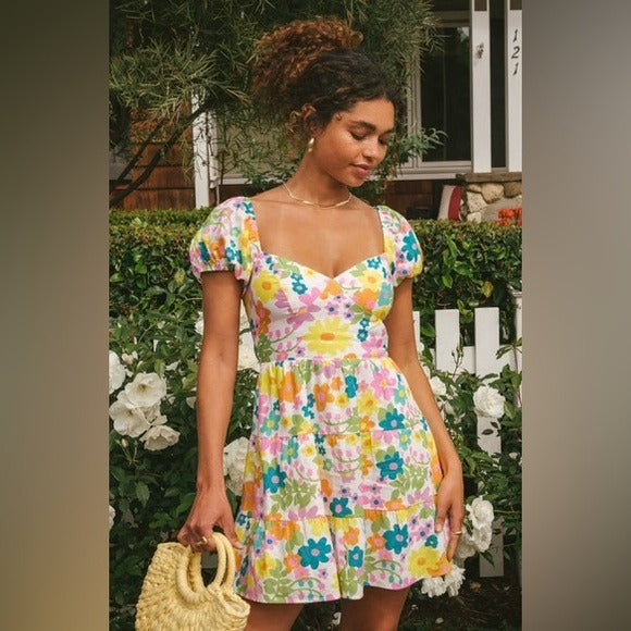 Show Me Your Mumu Cathy Linen Mini Dress in Petal Pop Size XS