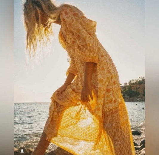 Billabong Orange Floral Maxi Dress - Medium