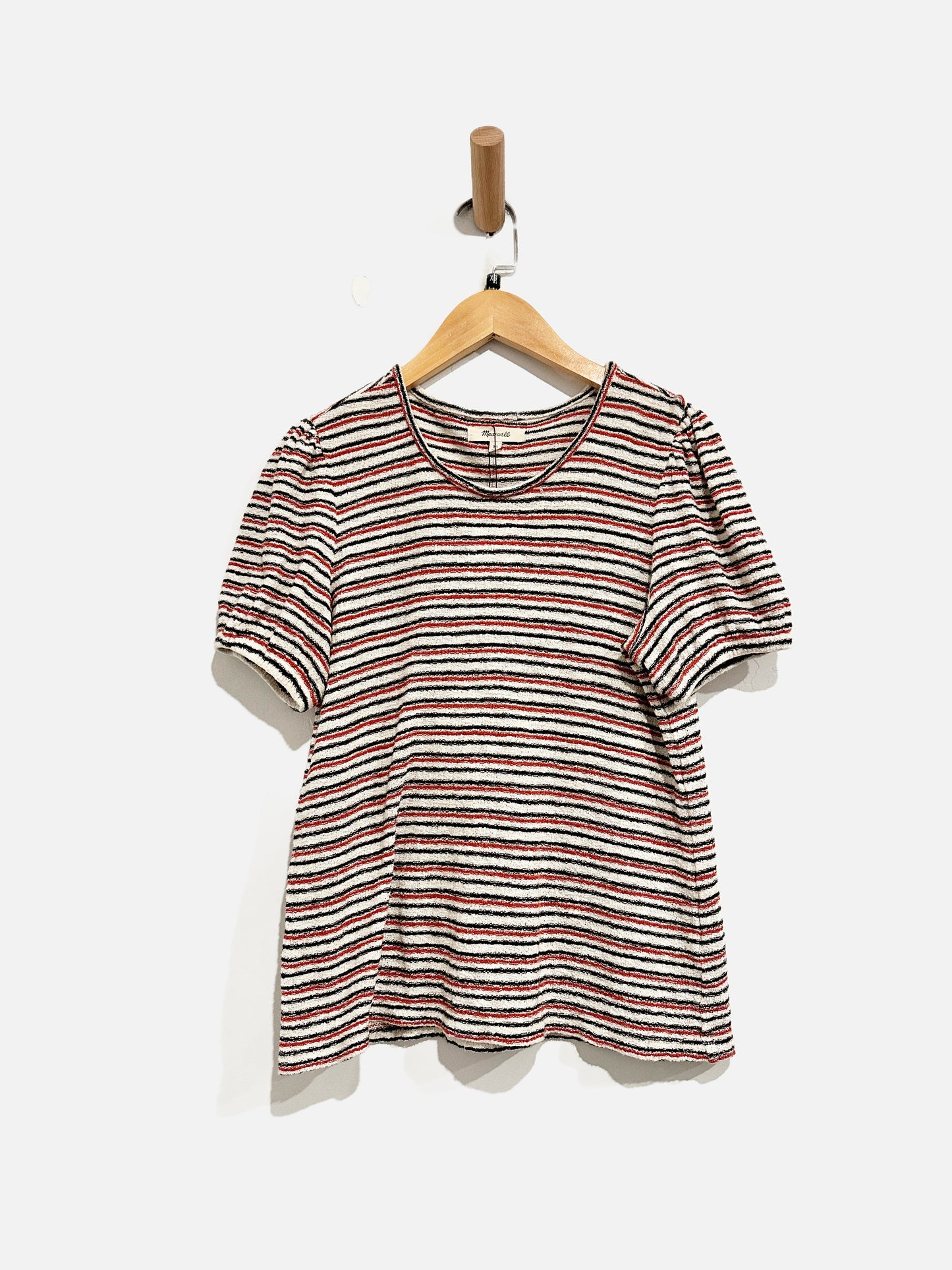 Madewell Red Stripe Puff Sleeve Short Sleeve - XS