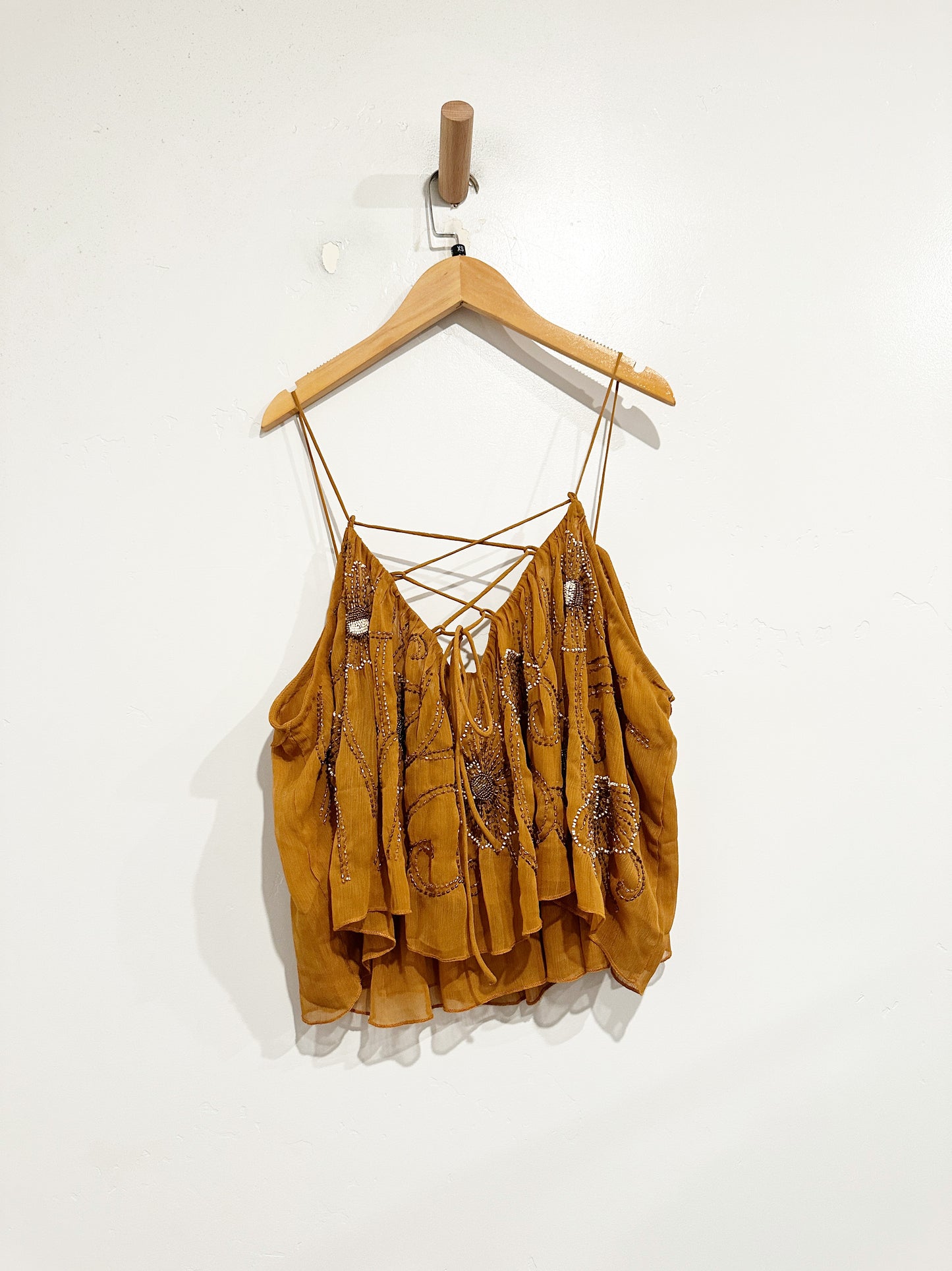 Free People Orange Beaded Tank - XS