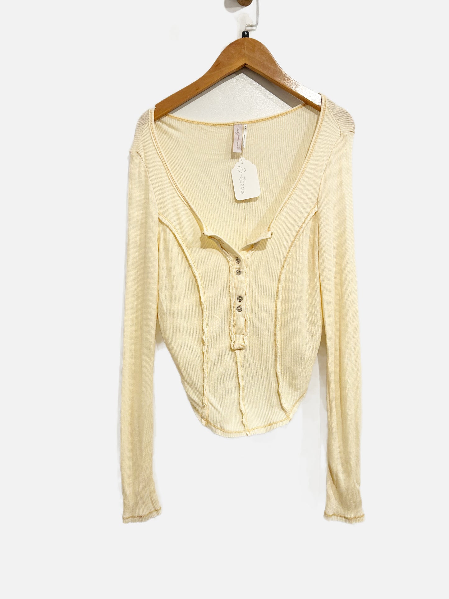 Out From Under Cream Waffle Knit LS - Medium