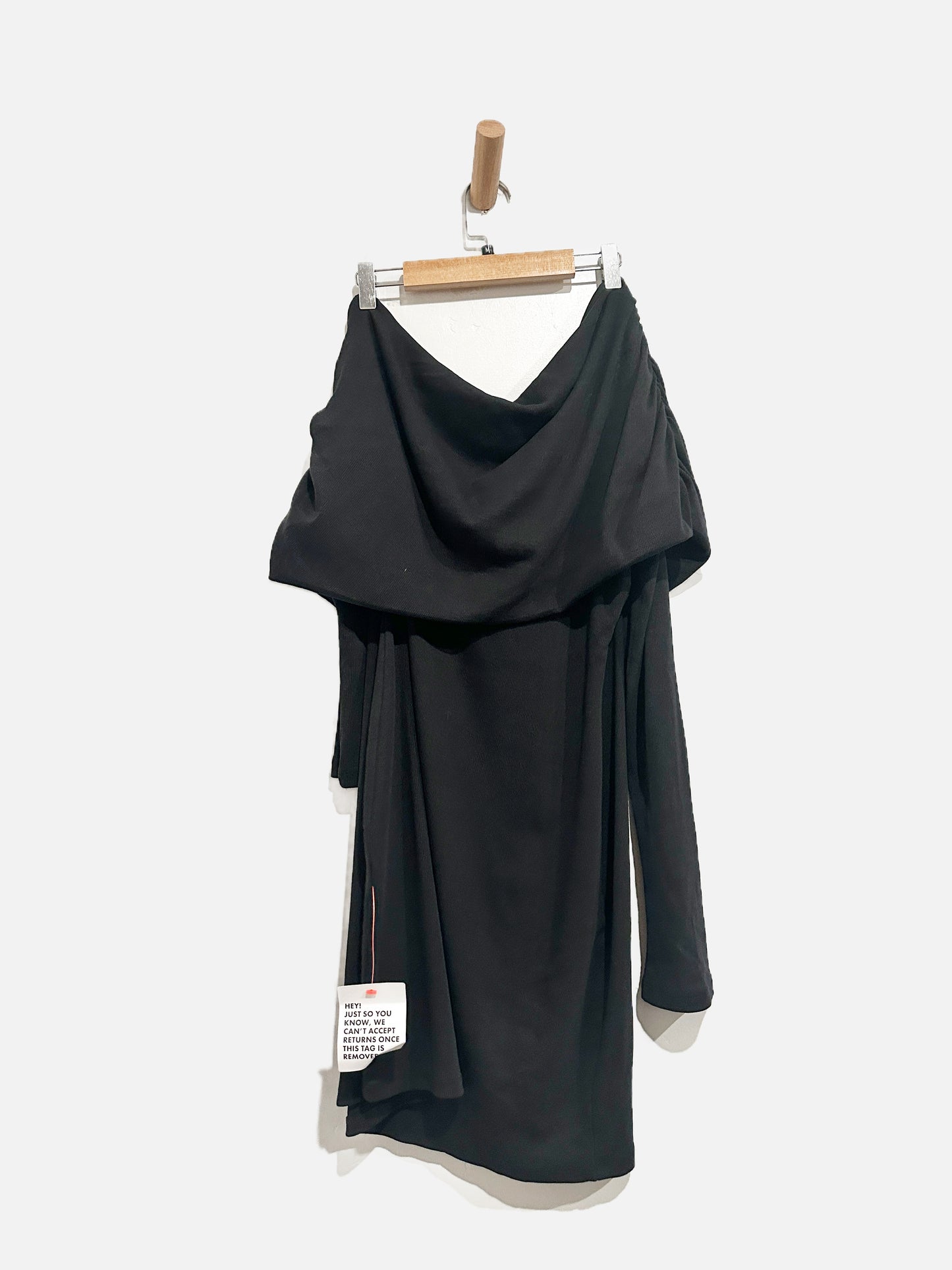 Asos Design Black Asymmetric LS Dress - 8