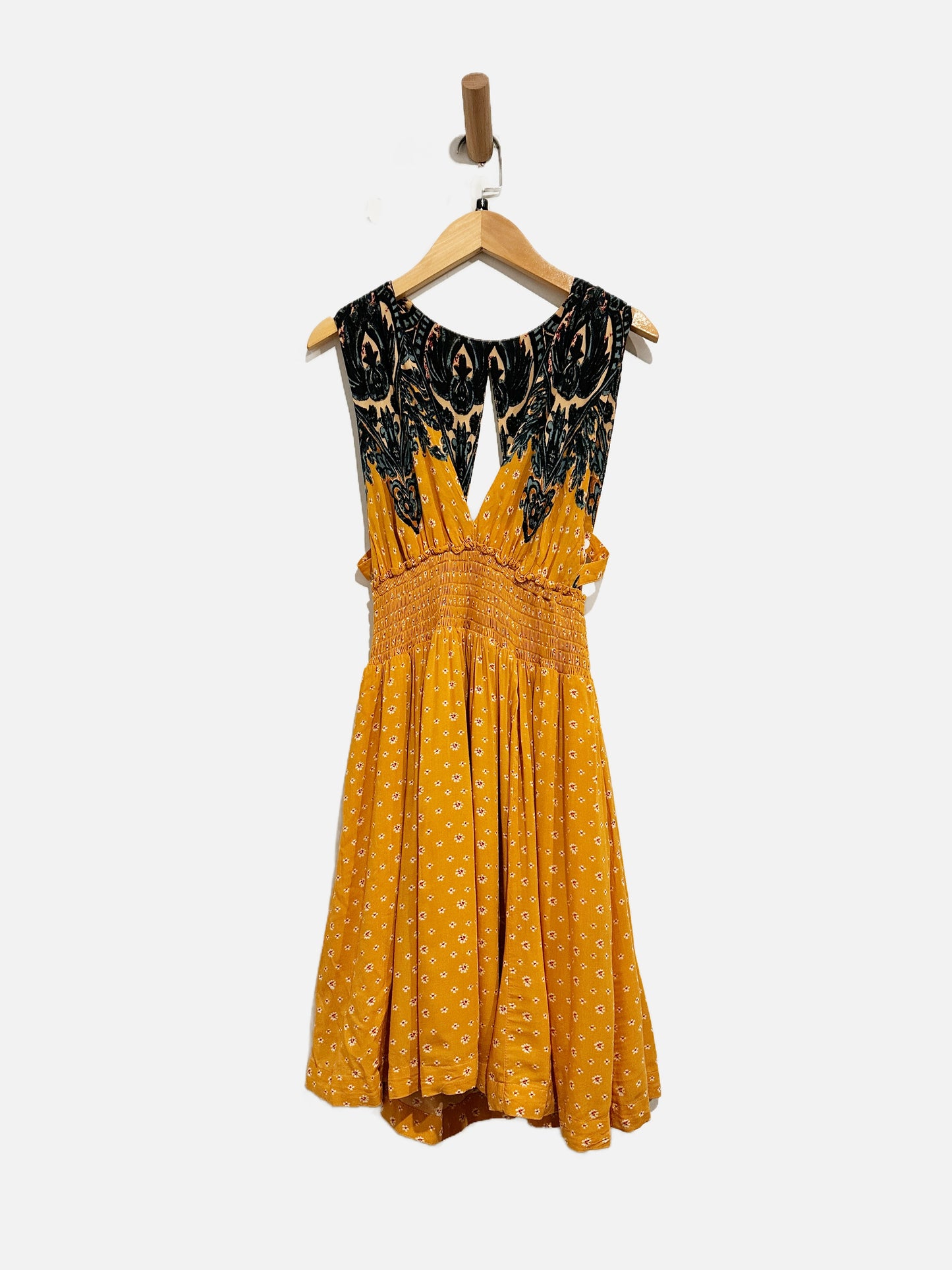 Free People Walking Through My Dreams Yellow Floral Mini Dress - Small