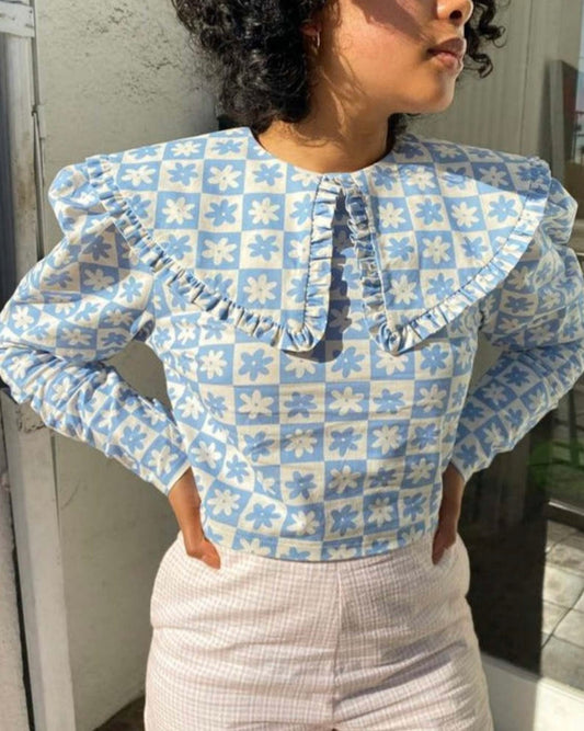 Lisa Says Gah Wendy Blue Floral Blouse - 3XL