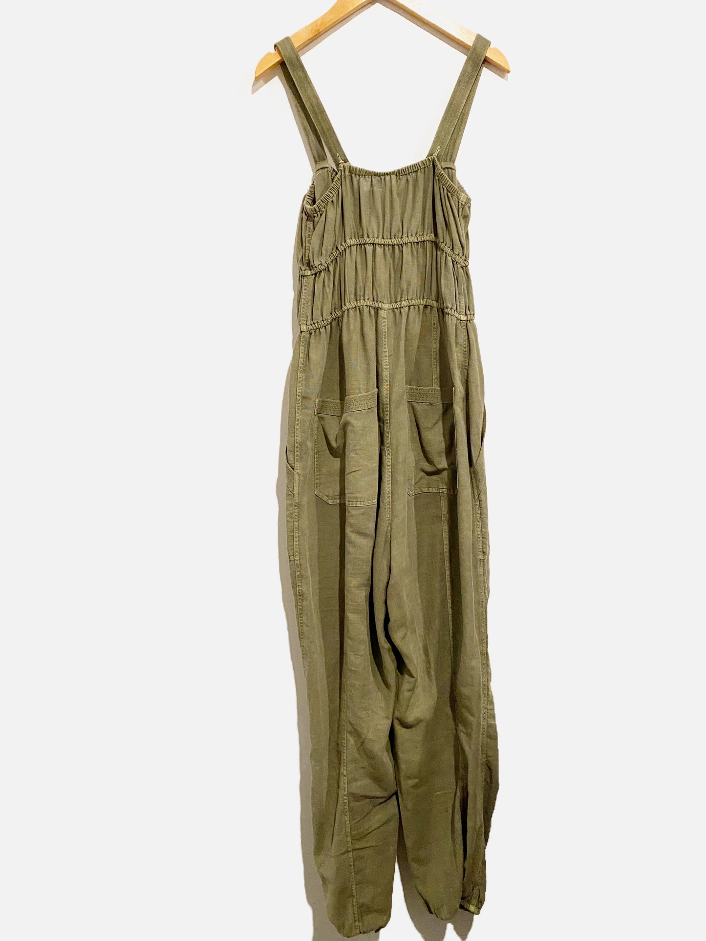 Lucky Brand Tie Front Green Utility Jumpsuit - Small