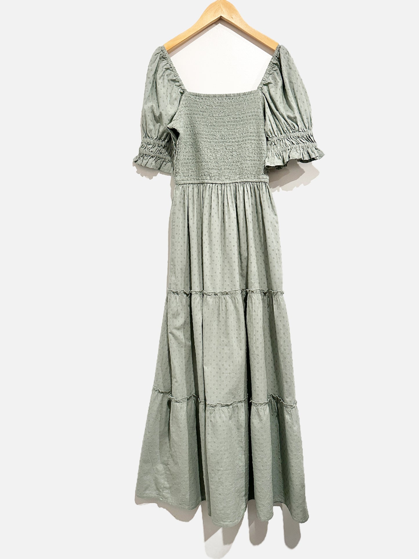 AND NOW THIS Green Swiss Dot Midi Dress - XS