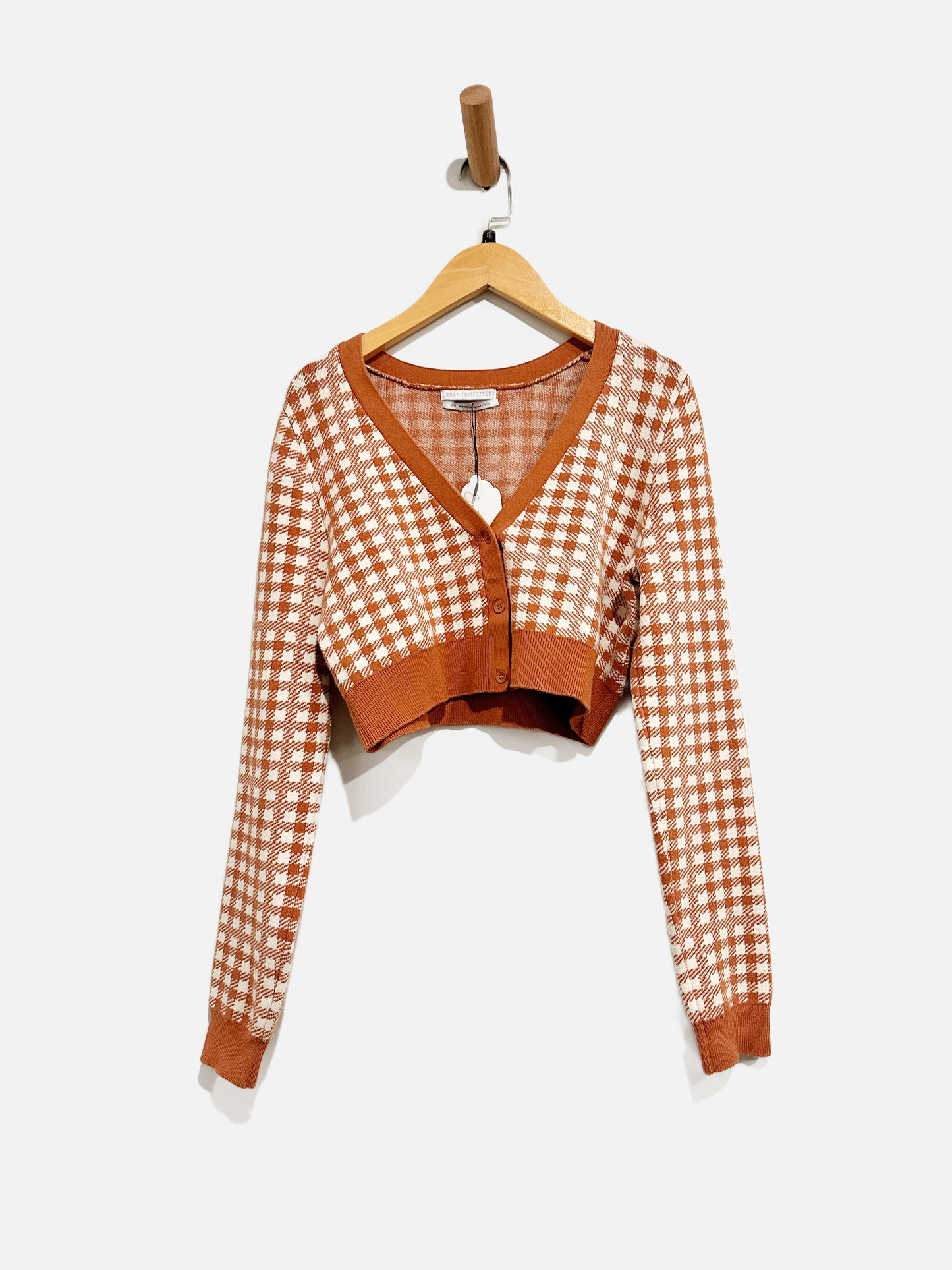 Urban Outfitters Houndstooth Cropped Sweater - Small