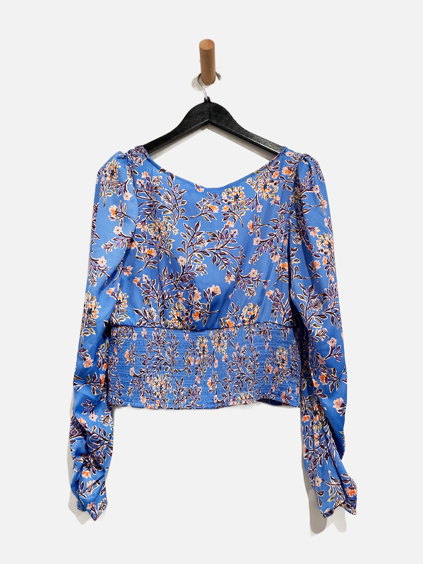 Free People Santiago Printed Blouse in Bluebell Combo - Large
