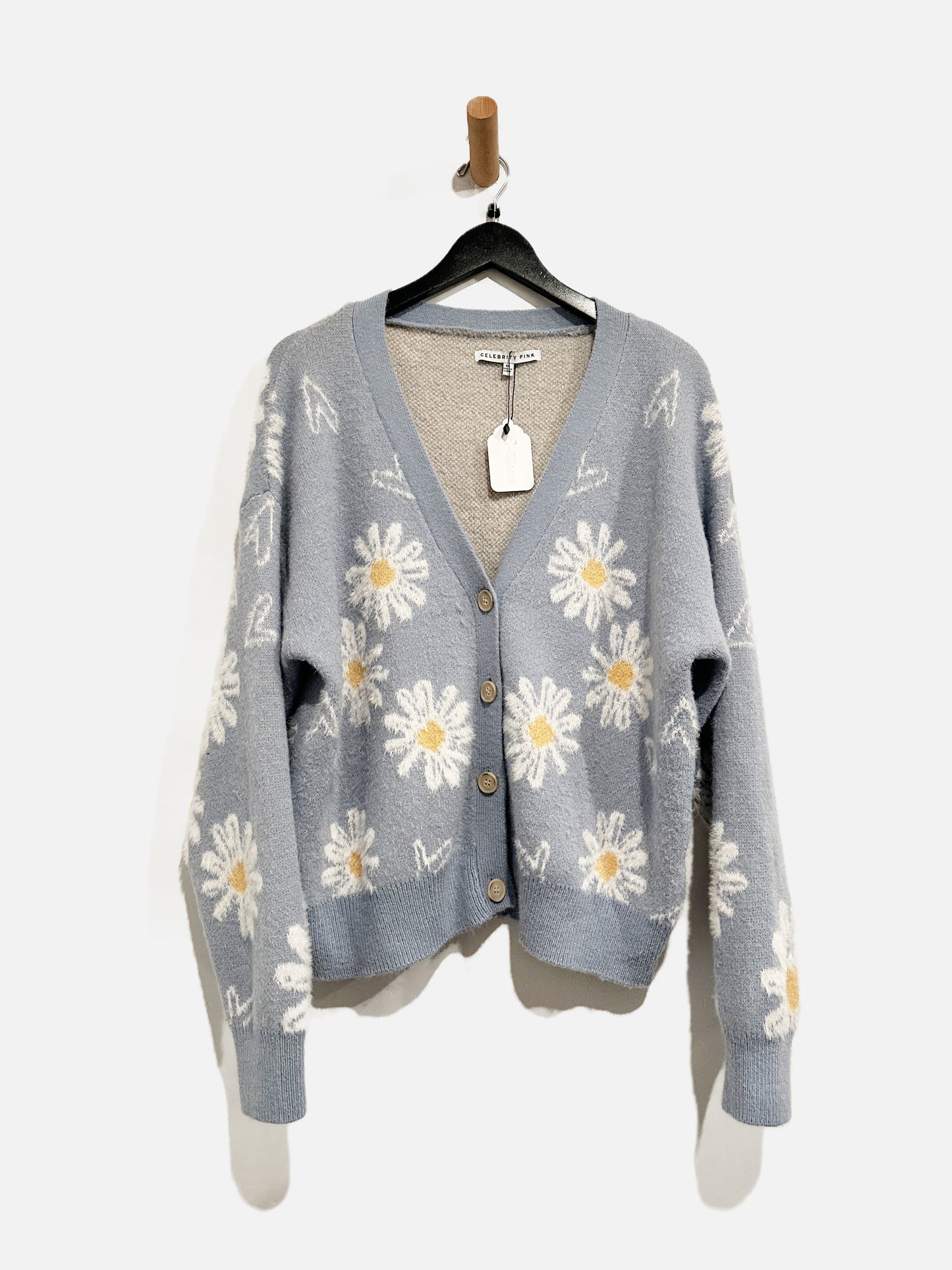 Celebrity Pink Blue Sunflower Eyelash Cardigan - XL