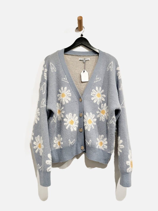 Celebrity Pink Blue Sunflower Eyelash Cardigan - XL