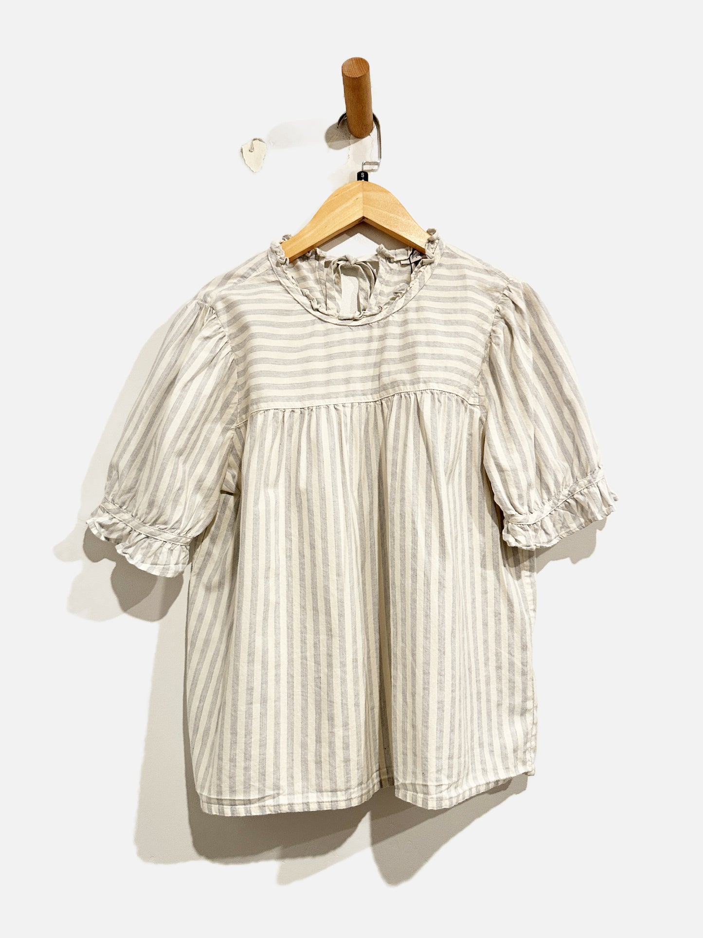 Madewell Blue and White Ruffle Blouse - Small