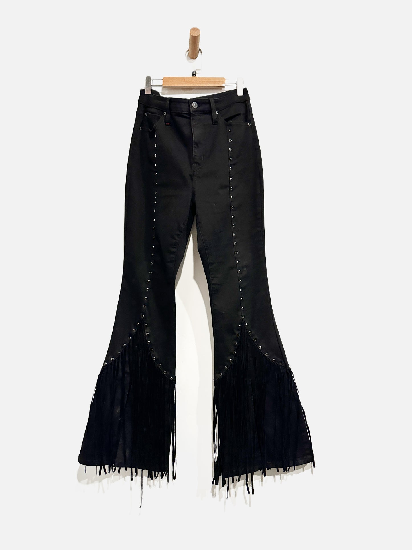 Idyllwind Black Fringe Studded Flare Jeans - 10