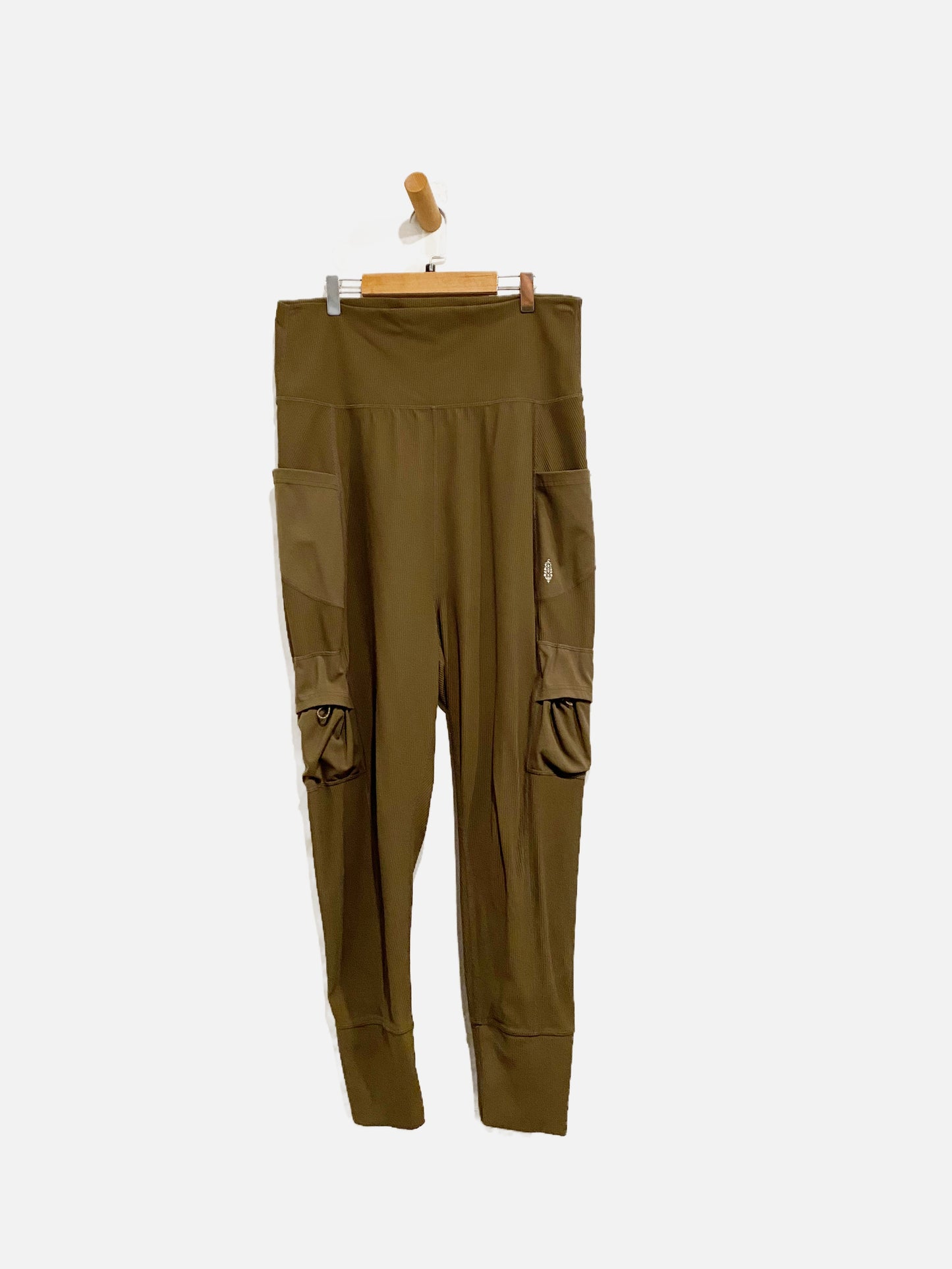 Free People Movement Take a Hike Green Ribbed Harem Cargo Pants - Large