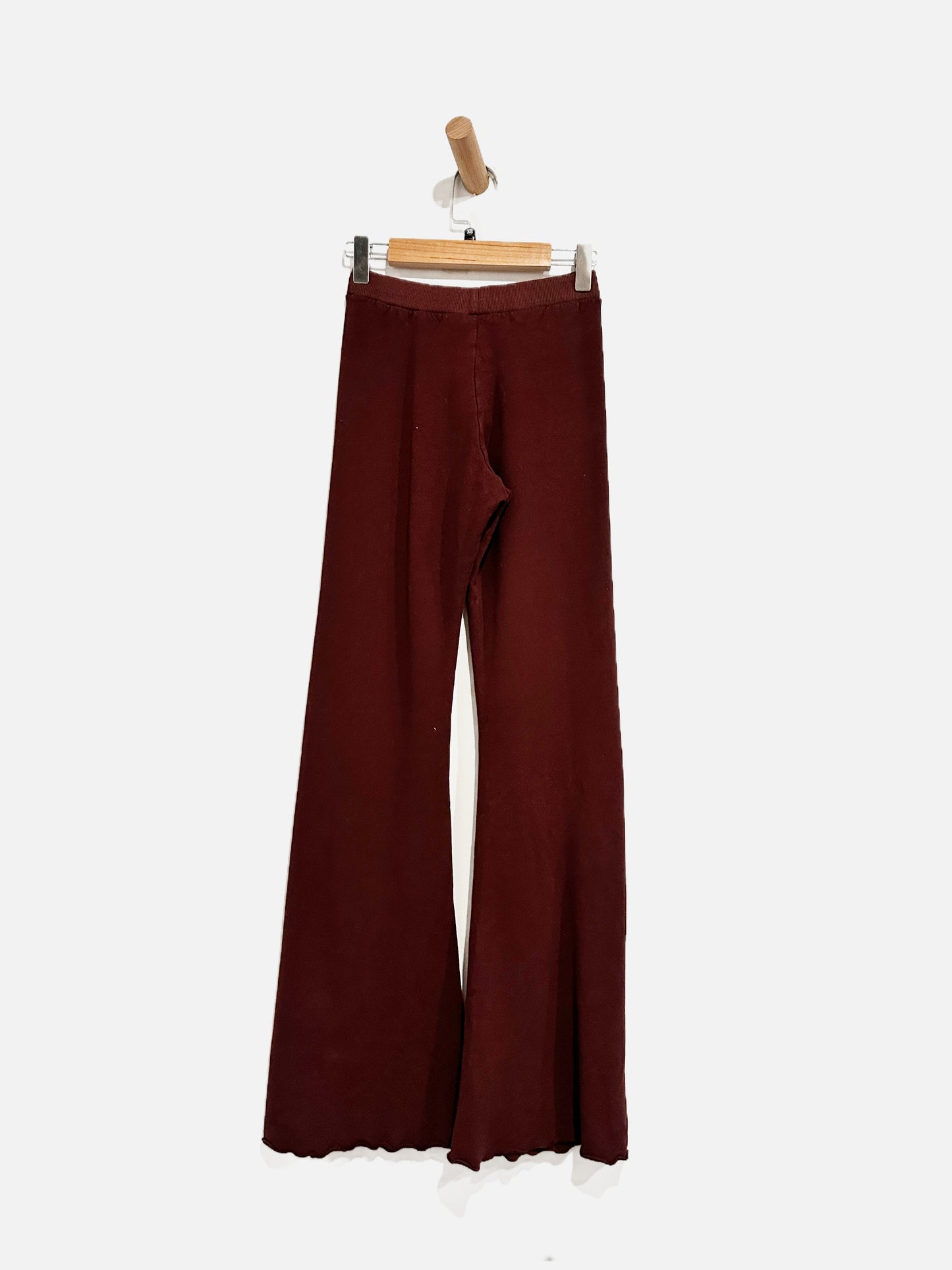 Indah Body Maroon Flare Knit Pants - 1
