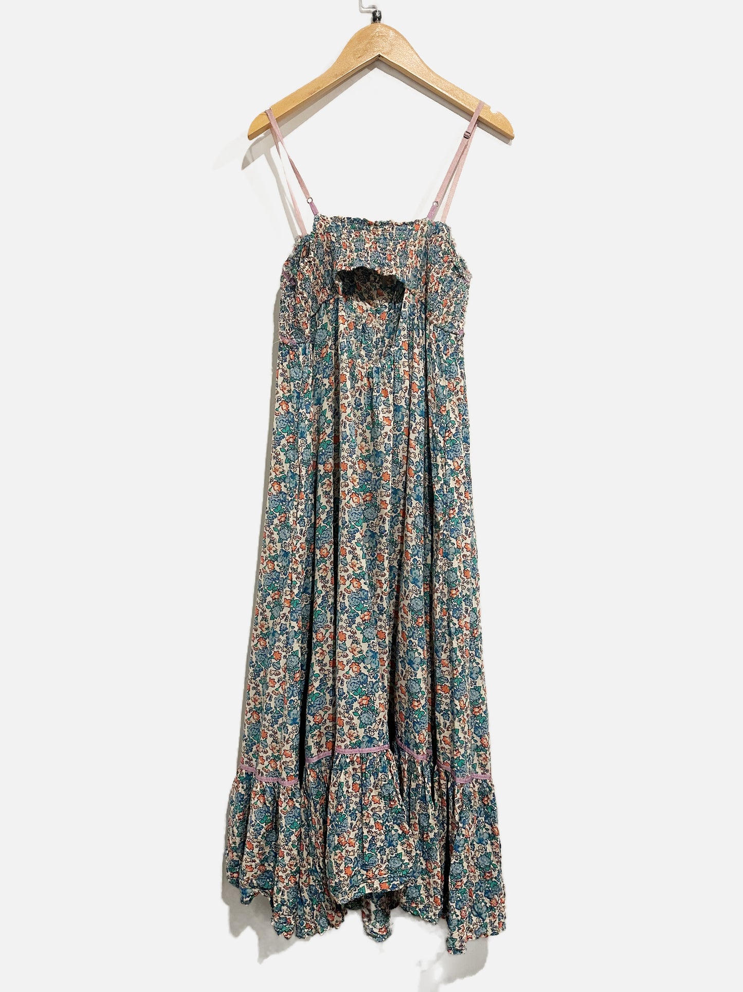 Free People Molly Jo Blue Floral Midi Dress - XS