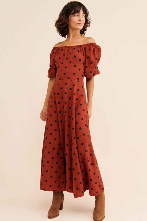 Anthropologie Maeve Lucienne Polka Dot Belted Dress - 6
