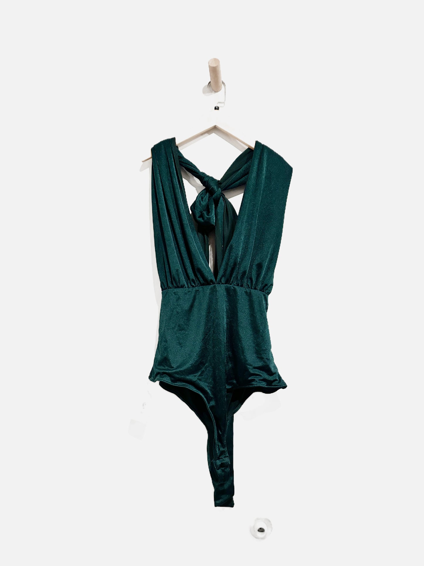 Free People 100 Ways Convertible Green Tie Bodysuit - XL