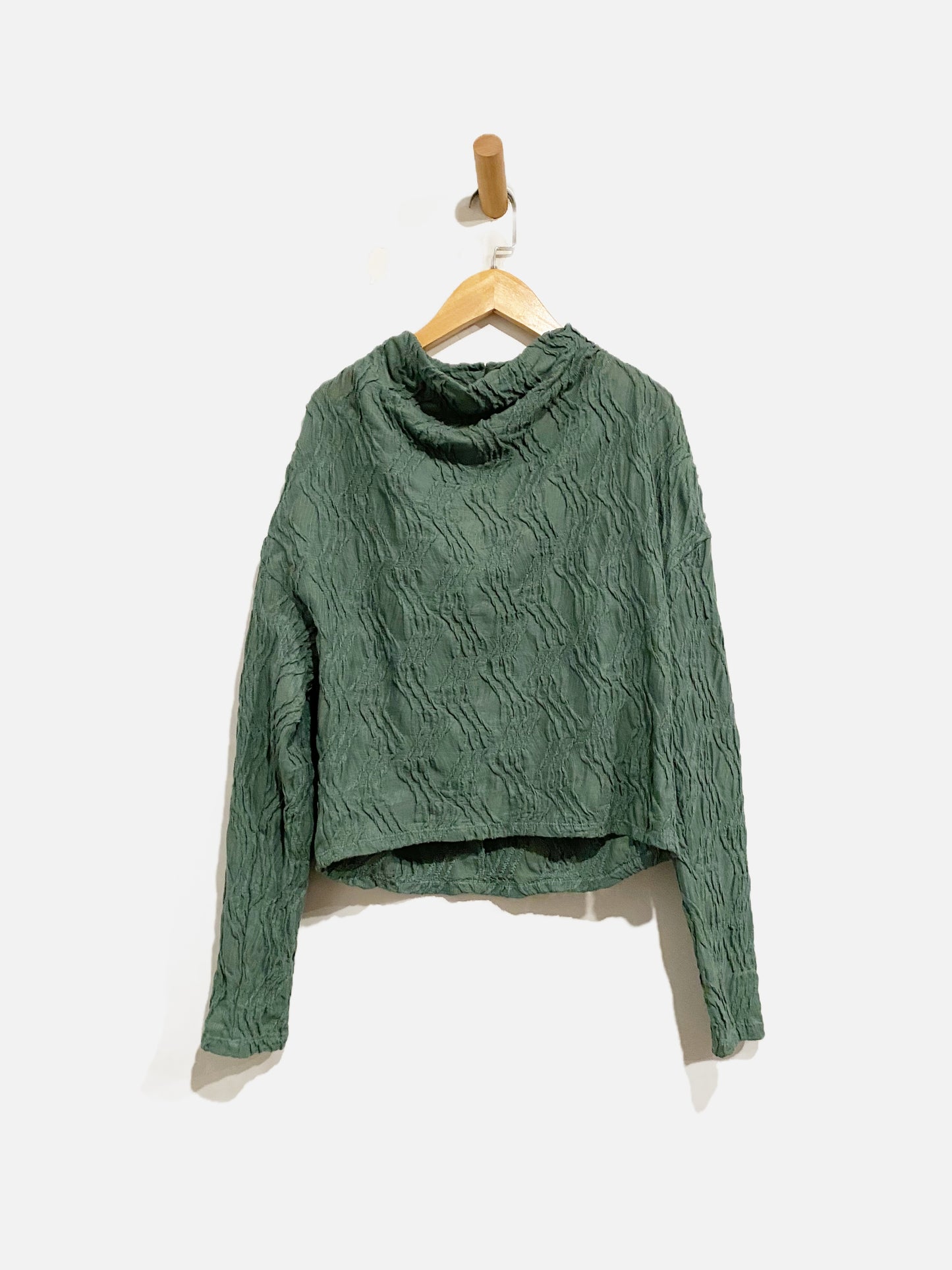 Anthropologie Green Mock Neck LS Top