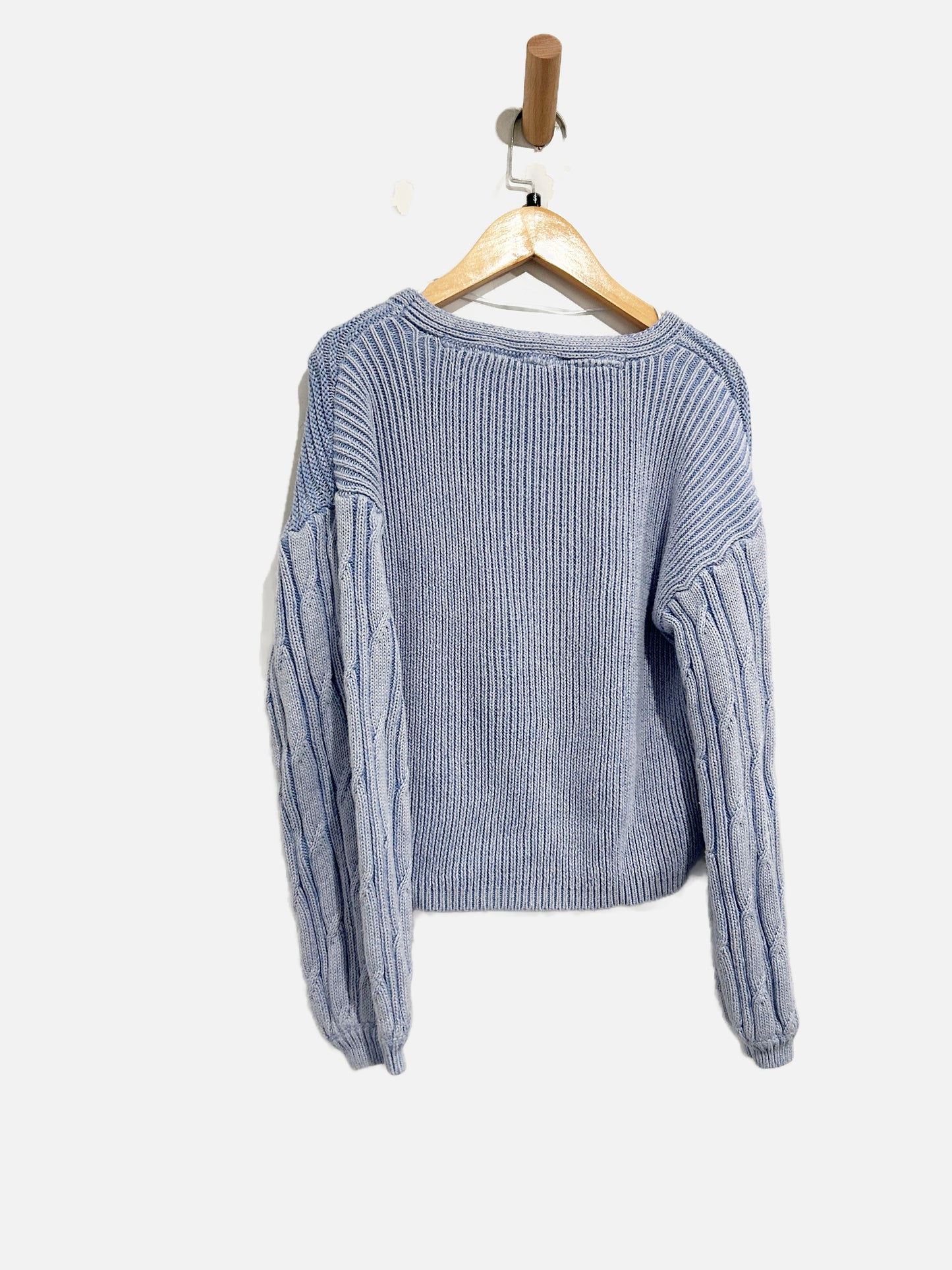 Free People When it Rains Cable Knit Sweater - Small