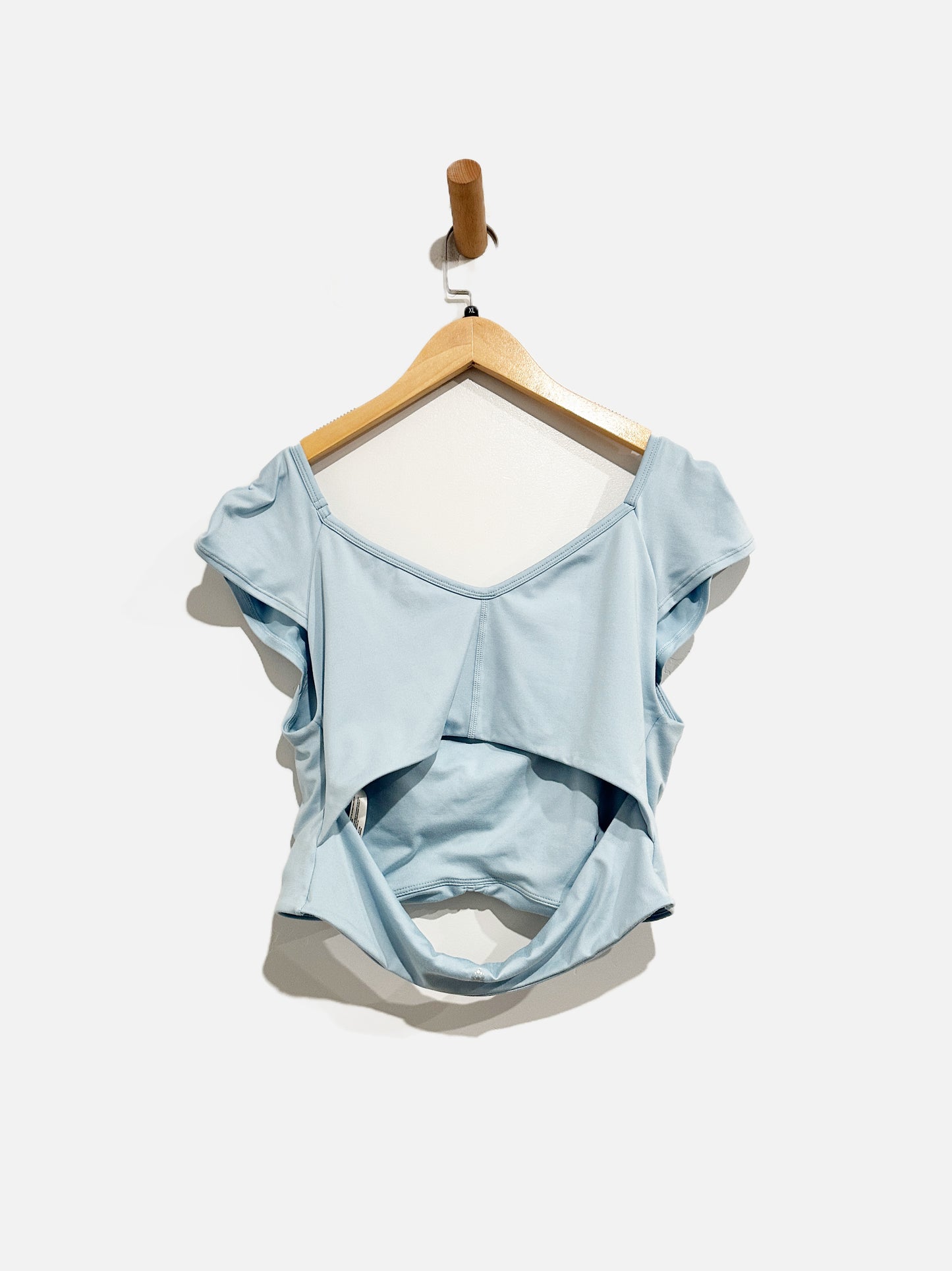 Free People Breathe Easy Blue Ruched Crop Top - XL